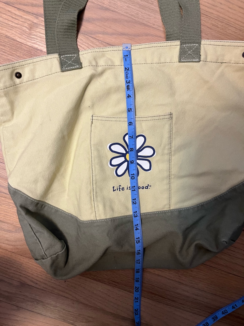 Life Is Good Lemon & Olive Daisy Canvas Tote - Picture 4 of 4